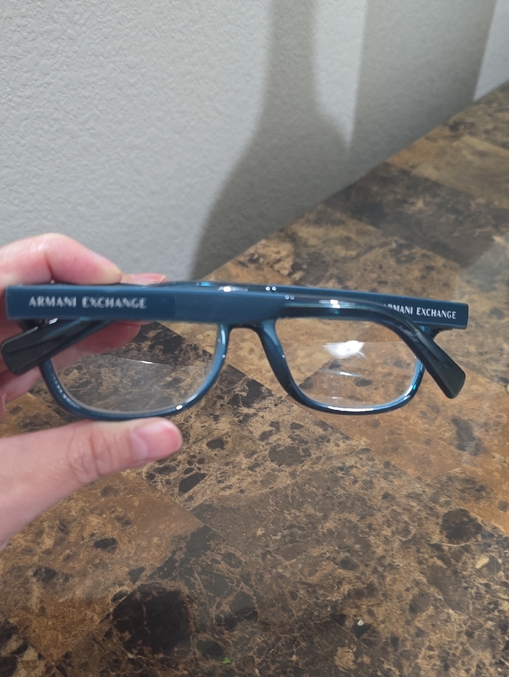 Armani Exchange Men's Teal Rectangular Eyeglass Frames